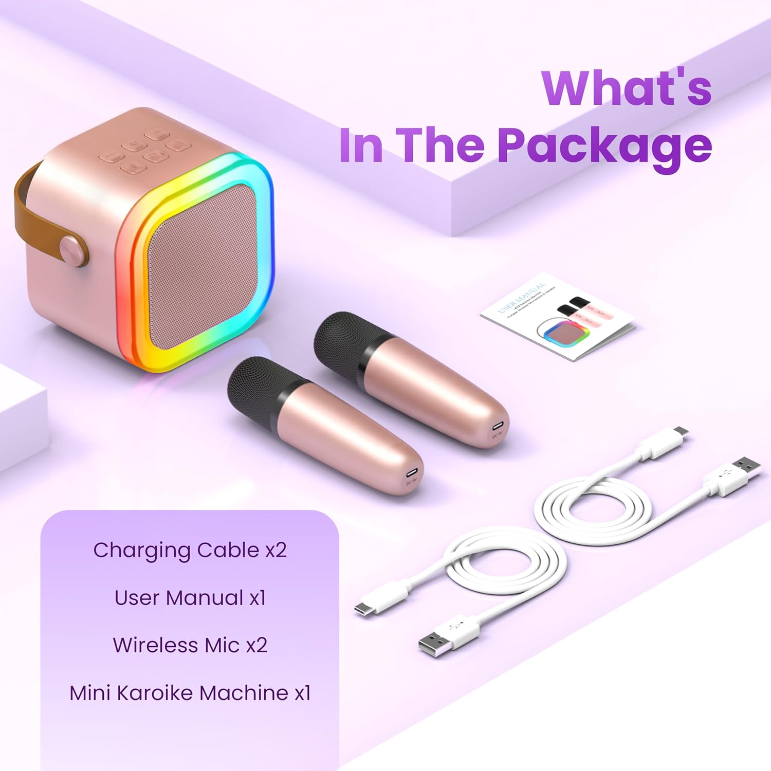 Thumbnail 6 de Mini Karaoke Machine: Portable Bluetooth Speaker with 2 Wireless Microphones
