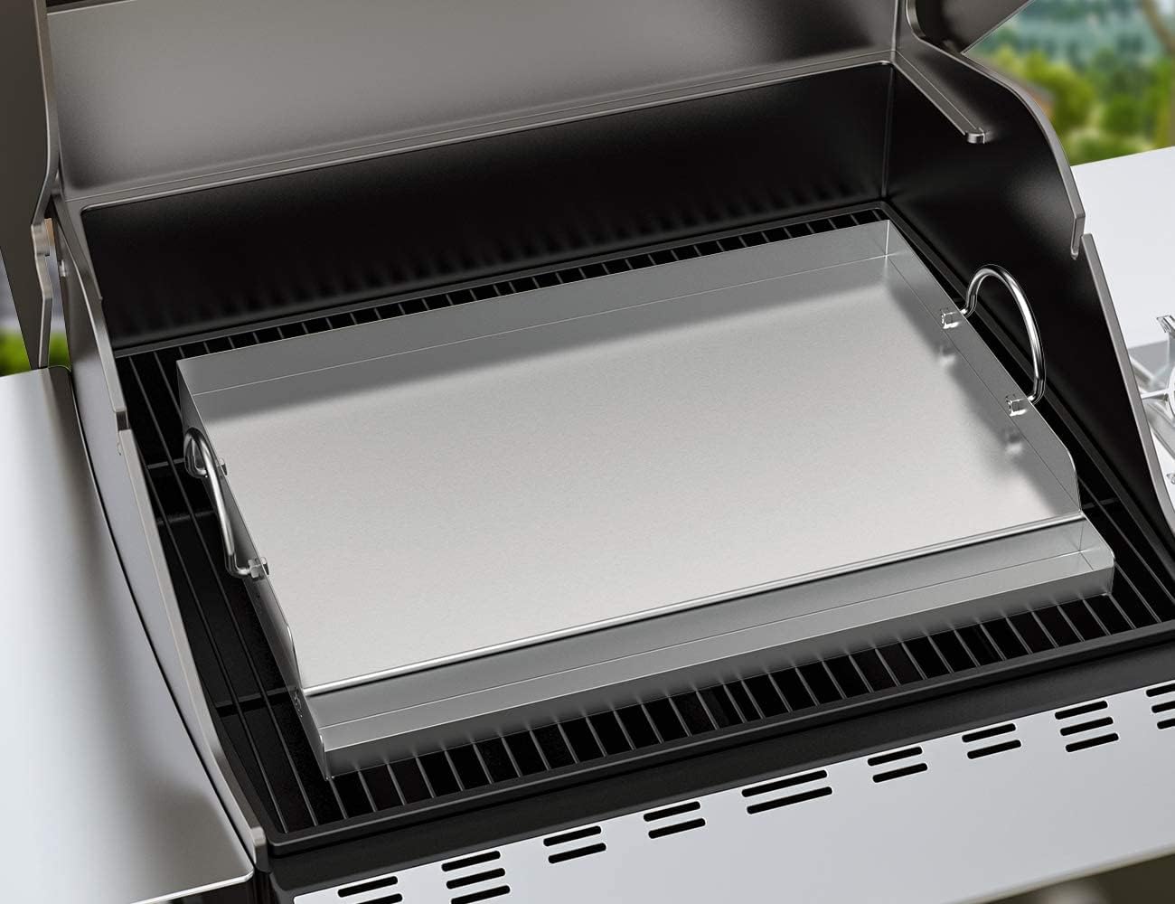 Thumbnail 6 de onlyfire Stainless Steel Rectangle Griddle Plancha (62.8x40.6x7cm) for BBQ gas and charcoal grills