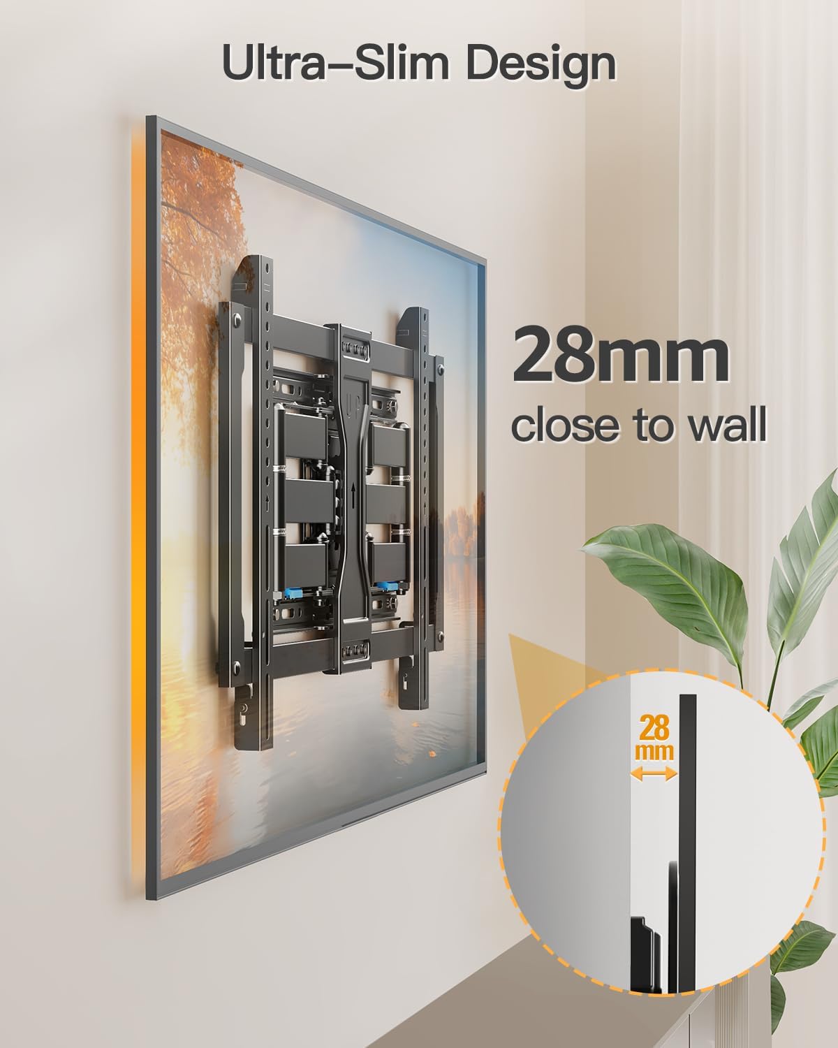 Thumbnail 2 de ELIVED Ultra Slim TV Wall Bracket 37–90 Inch | Heavy‑Duty, Full‑Motion Mount for 60kg
