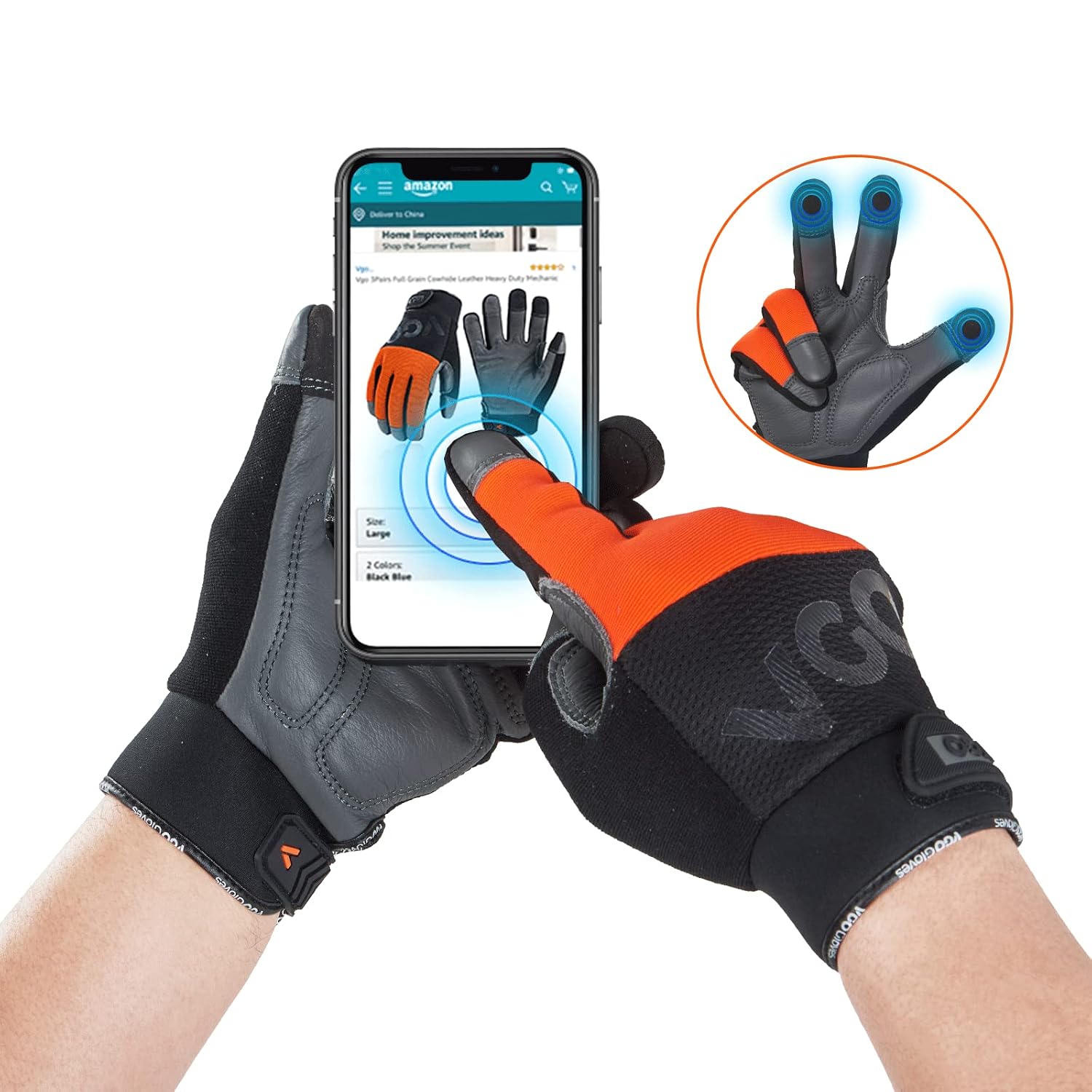 Thumbnail 5 de Vgo... Guanti da Lavoro Uomo Antivibrazioni con Touchscreen CA7723WR (XL, giallo) - Antinfortunistici e Multifunzionali