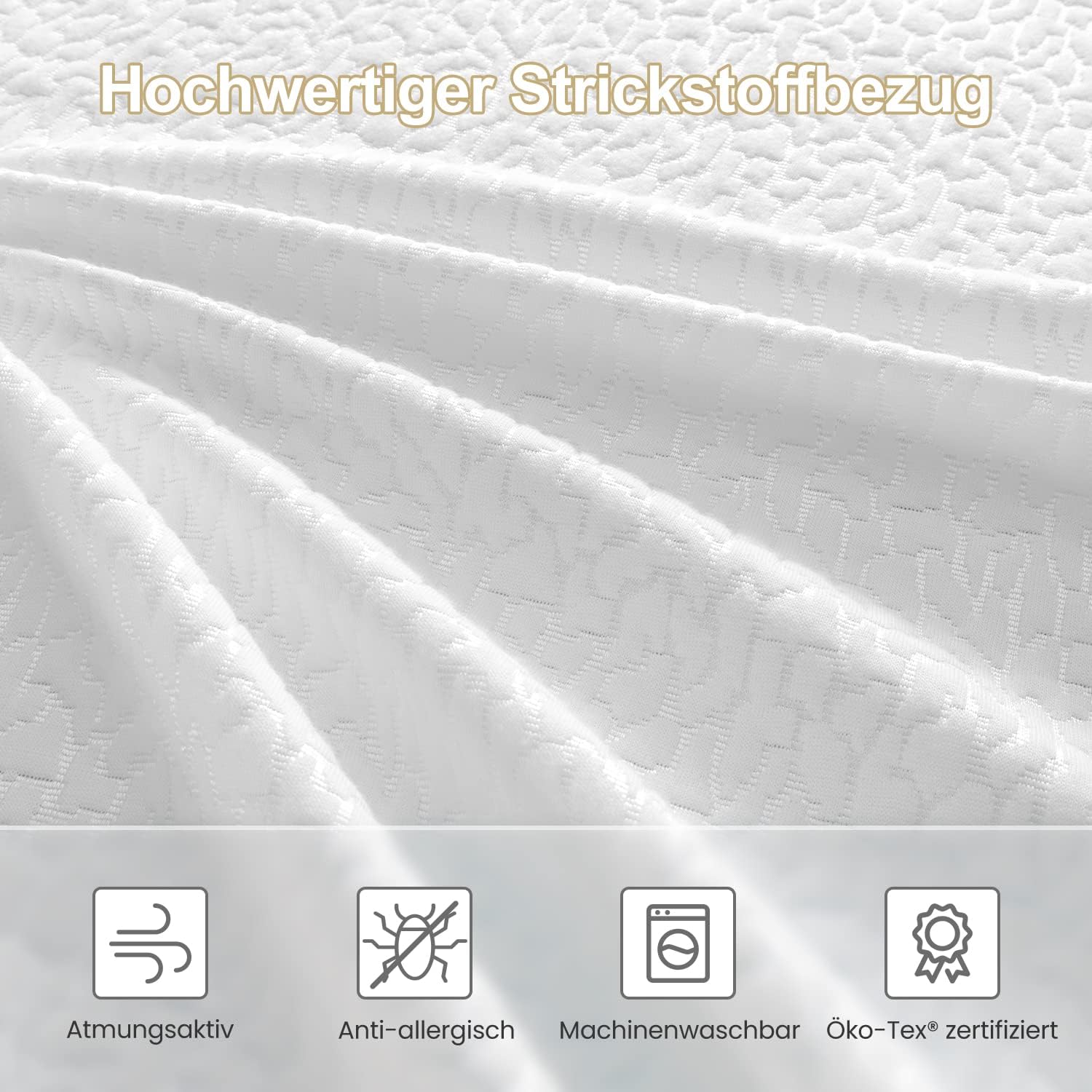 Detalle 2 de BedStory Topper 160x200 cm mit 2 Härtegraden H3/H2, 7,5 cm Gel-Memory-Schaum & abziehbarem Bezug