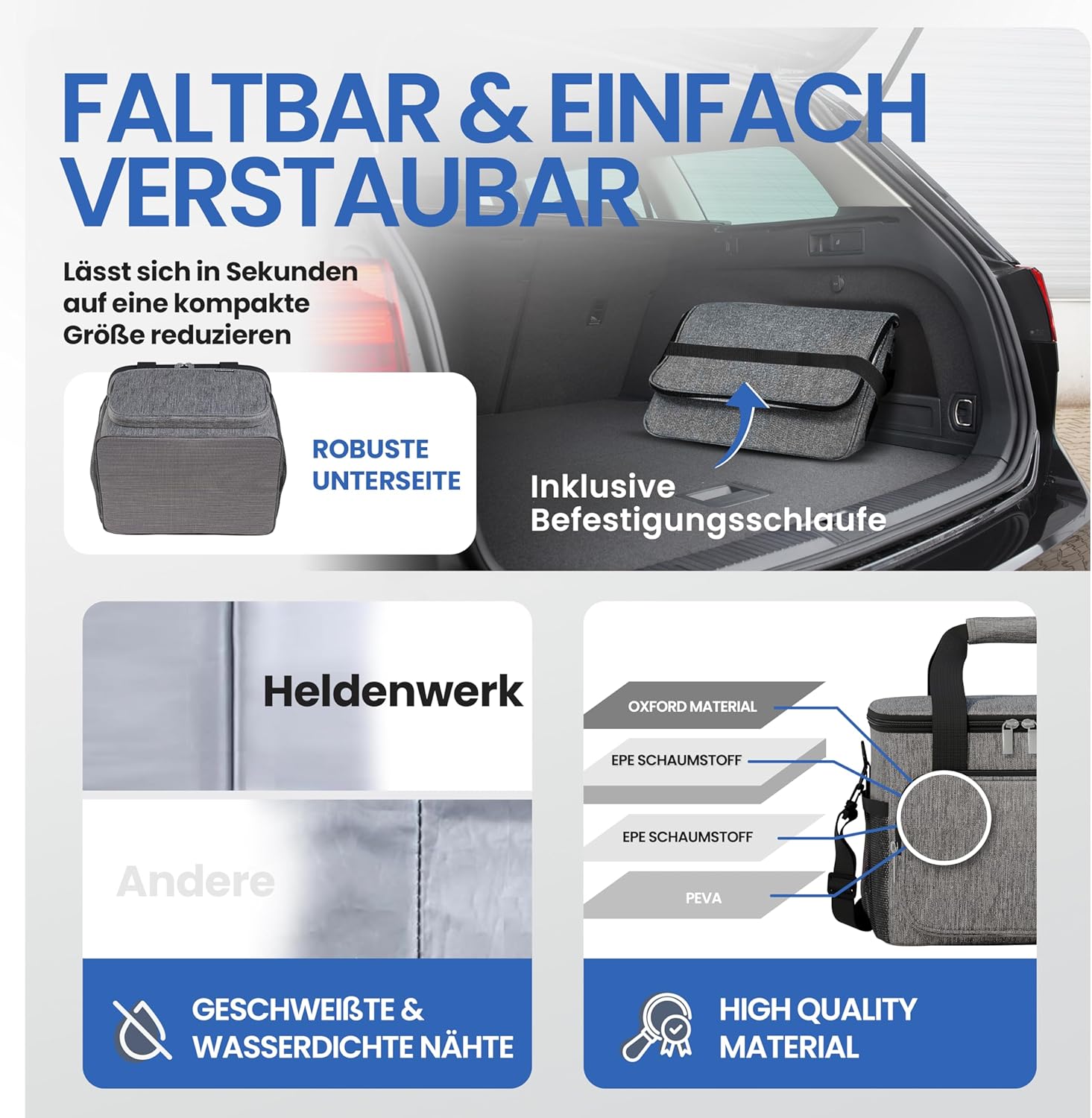 Thumbnail 6 de HELDENWERK® Kühltasche groß faltbar mit 12h Kühlleistung und 6 Fächern – auslaufsicher & wasserdicht