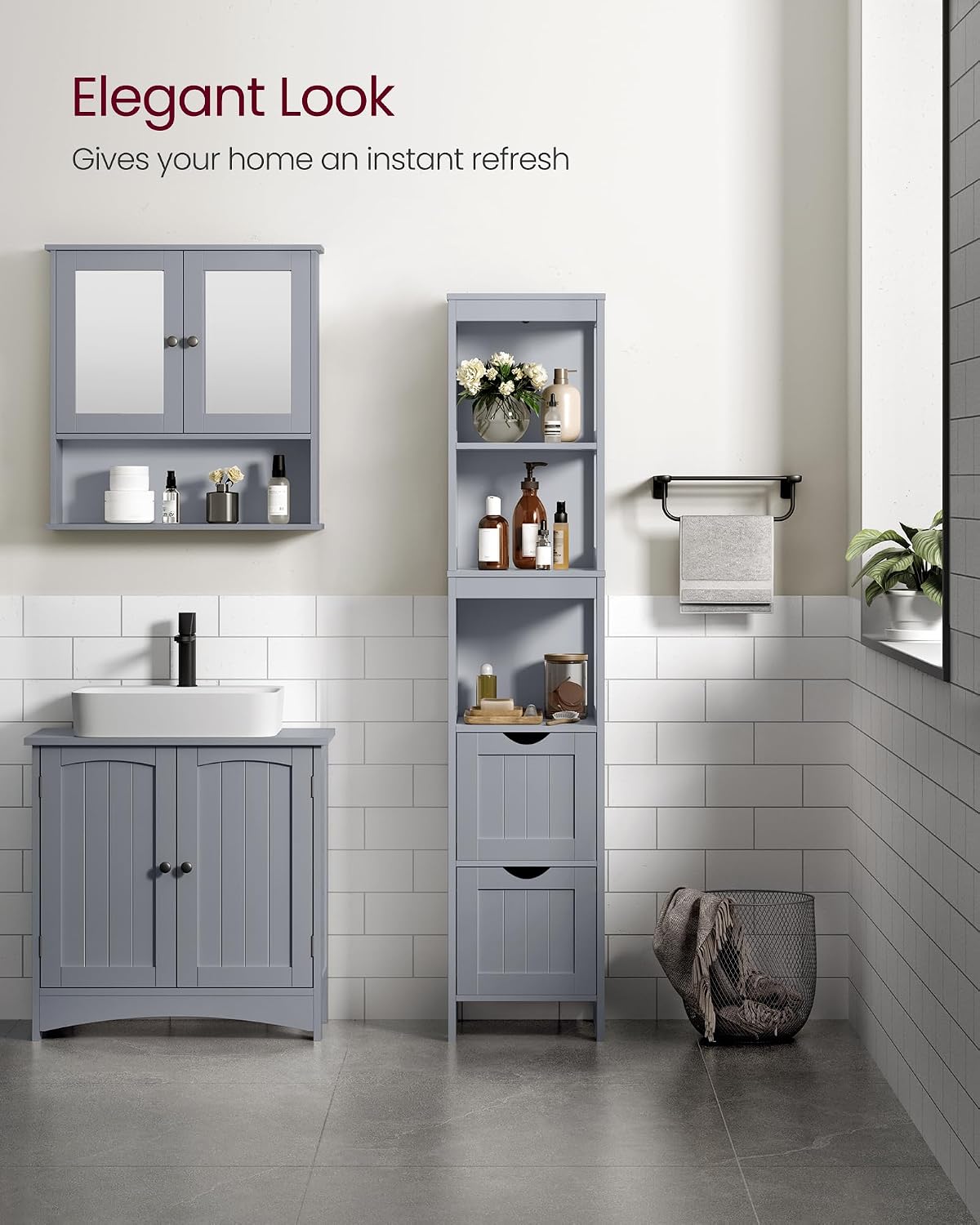 Thumbnail 6 de VASAGLE SOFIE BBC066G02 Corner Cabinet, Dove Grey, 2 Drawers