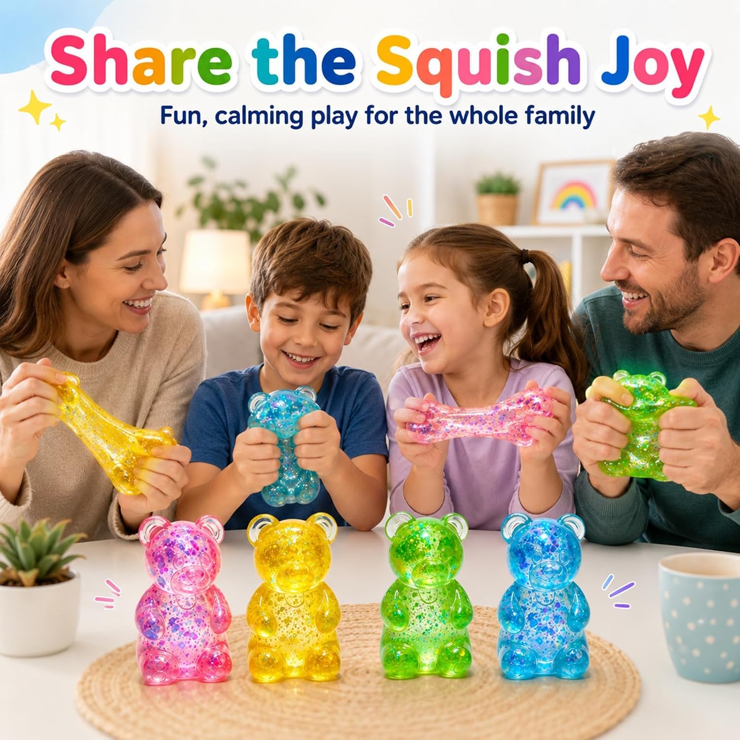 Thumbnail 6 de TNOIE glitter -bear Squishy Bear Toys, 4-Pack Slow-Rising Sensory Fidgets
