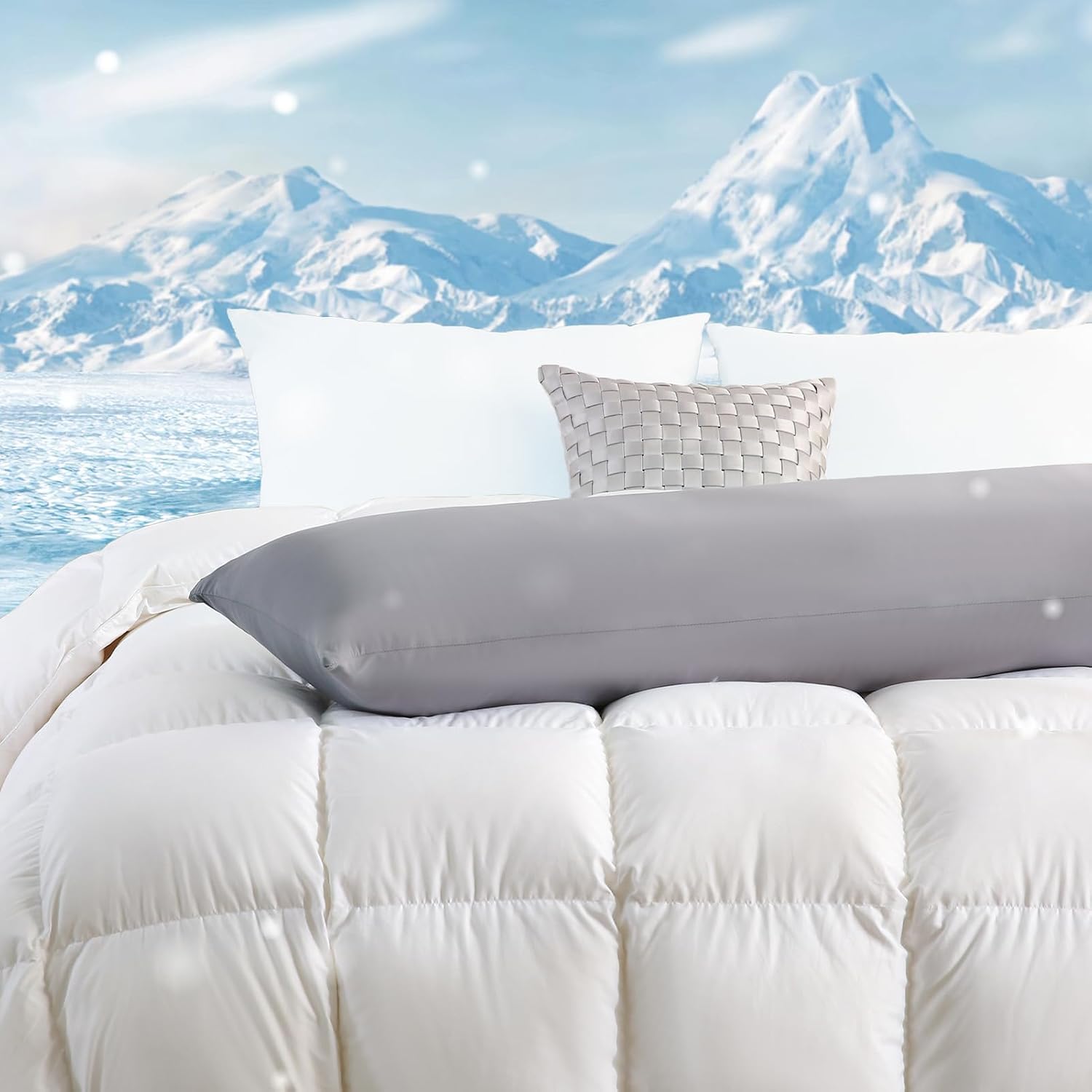 Detalle de DOWNCOOL 20 x 54-Inch Body Pillow with Cooling Cover, Soft Polyester Fill