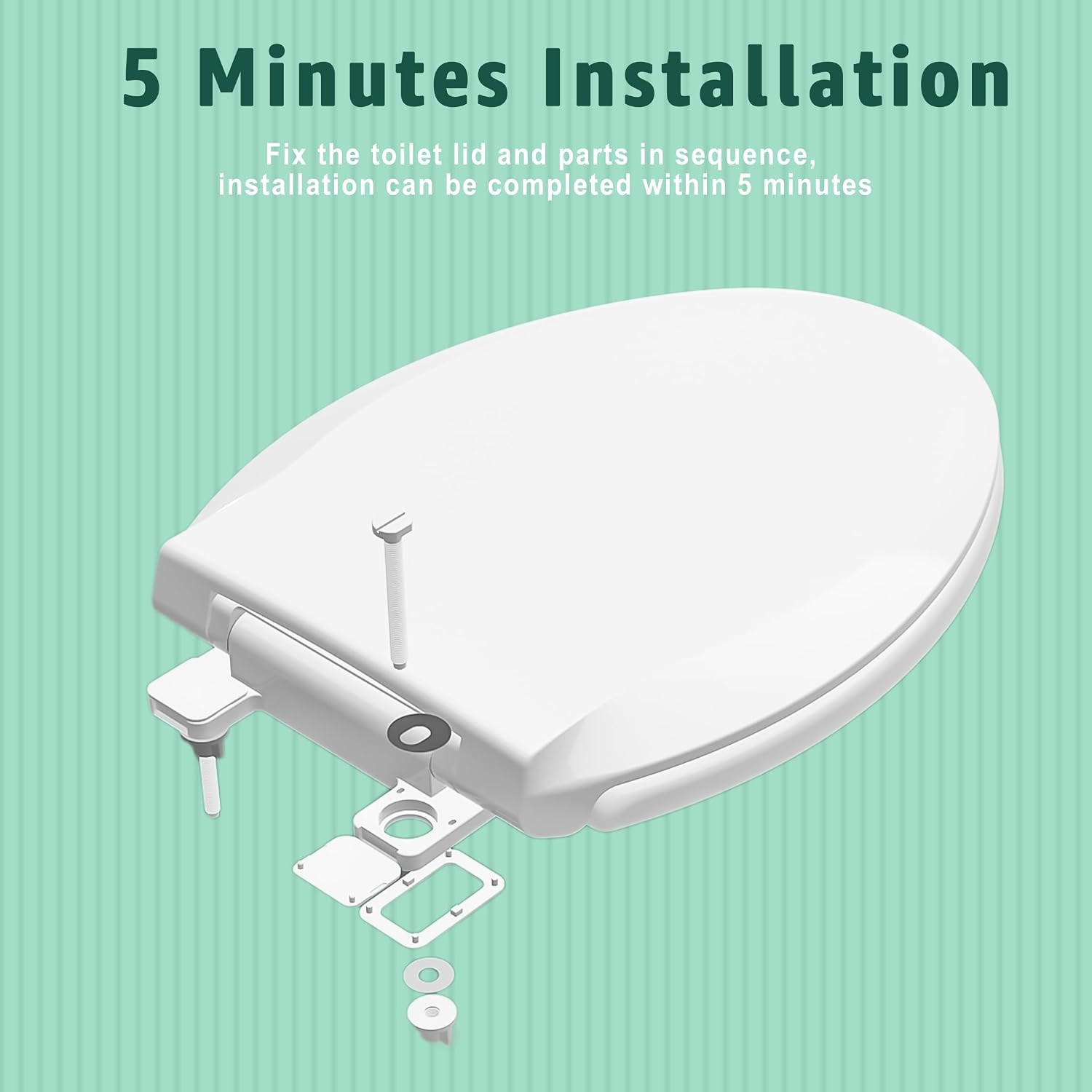 Detalle de Aünsffer 007-C Elongated Toilet Seat, Soft-Close Hinges, White PP