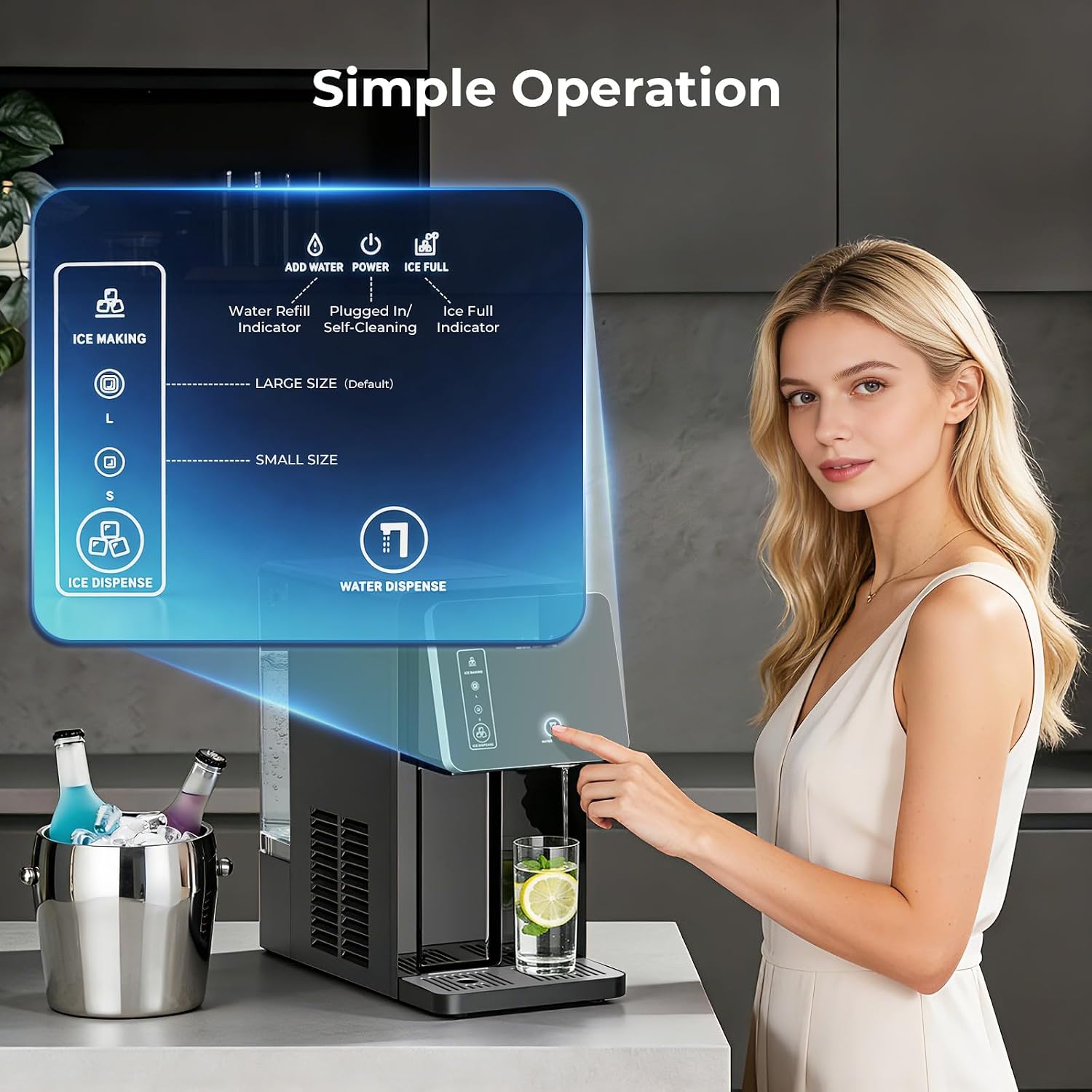 Thumbnail 3 de Antarctic Star HZBY-12 Countertop Ice Maker and Cold Water Dispenser, 2 Ice Sizes