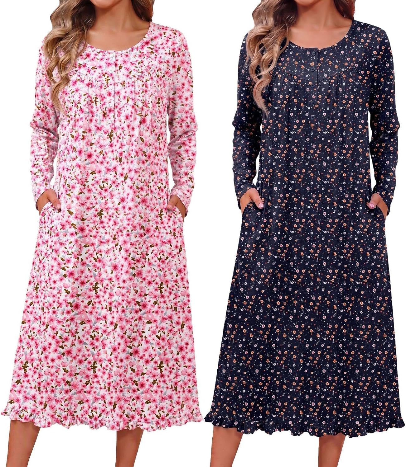 Detalle de Ekouaer Women's Nightgowns, 2-Pack