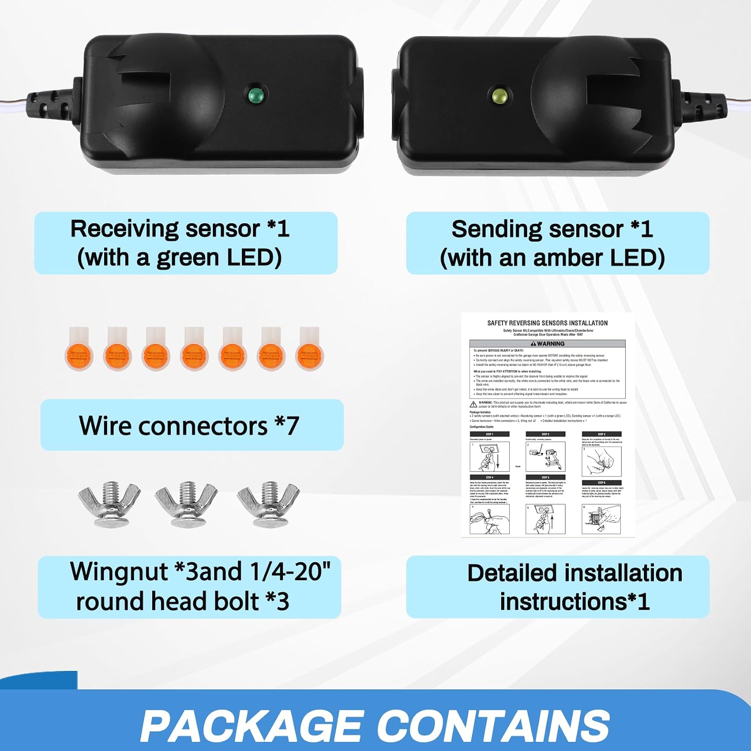 Thumbnail 1 de Werhoo 41A5034 Garage Door Safety Sensor Kit for Openers Made After 1997