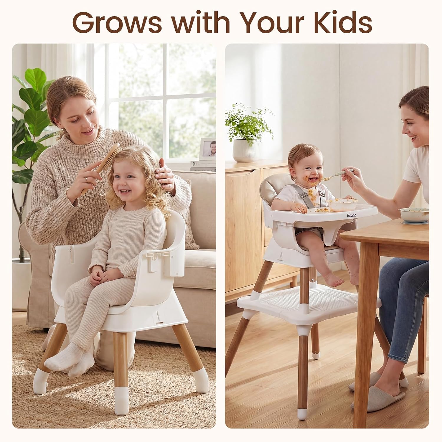 Thumbnail 1 de INFANS 9-in-1 Convertible High Chair with Adjustable Tray, Beige