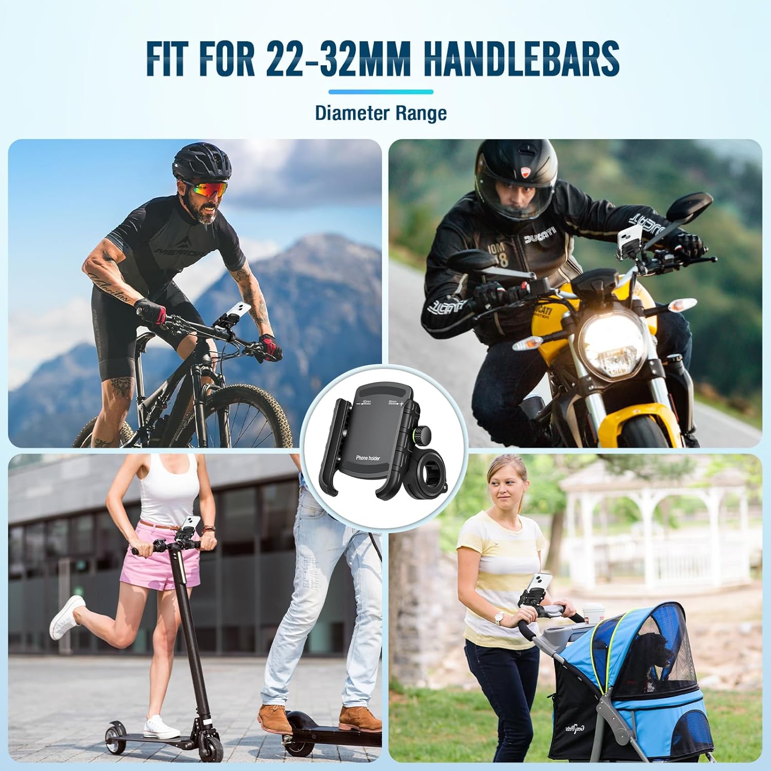 Thumbnail 6 de BTNEEU Support Téléphone Vélo et Moto – Support guidon universel 360° avec pas de sécurité renforcé