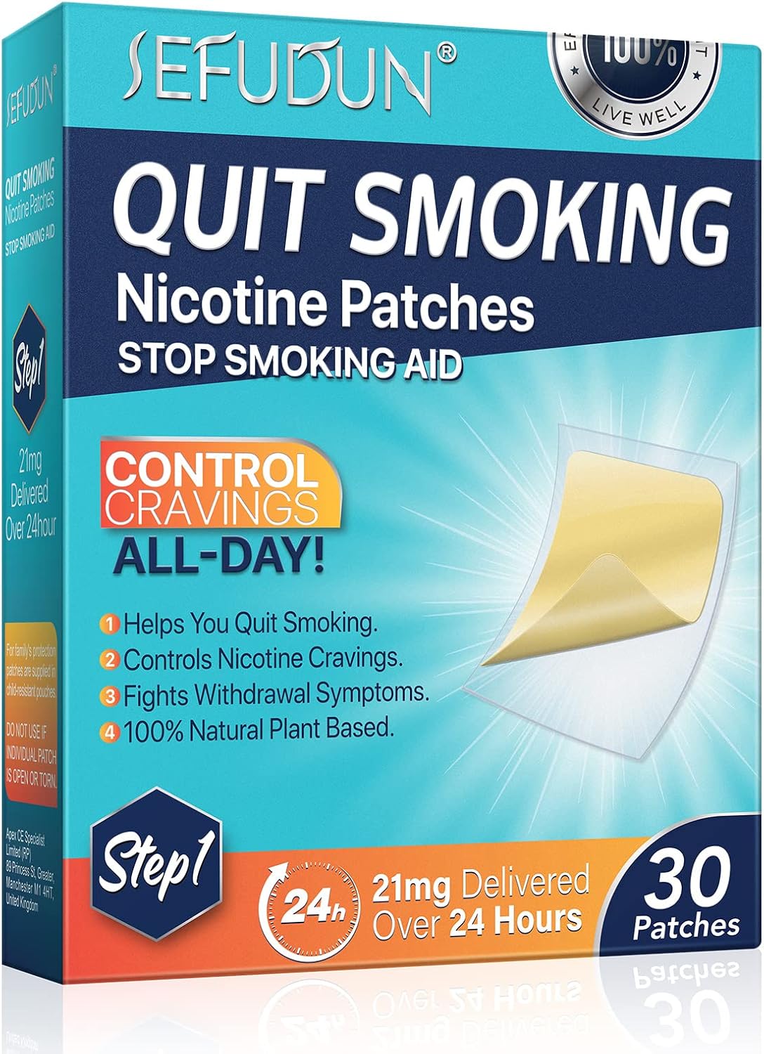 Detalle de Valleylux Step 1 Nicotine Patches, 21 mg over 24 Hours, 30 Count