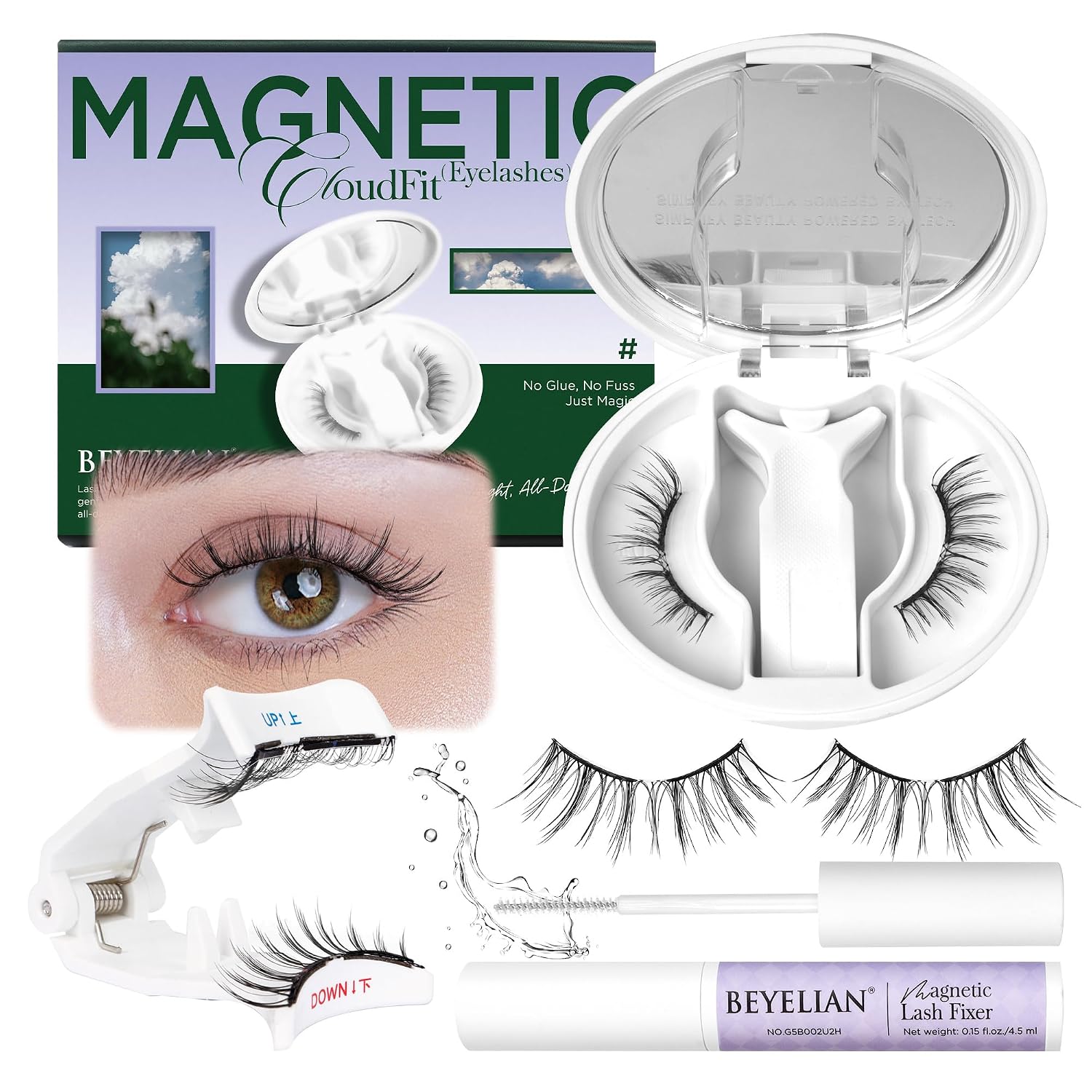 Detalle de BEYELIAN Magnetic Eyelashes with Applicator (YT25) — reusable, no-glue soft magnetic lashes