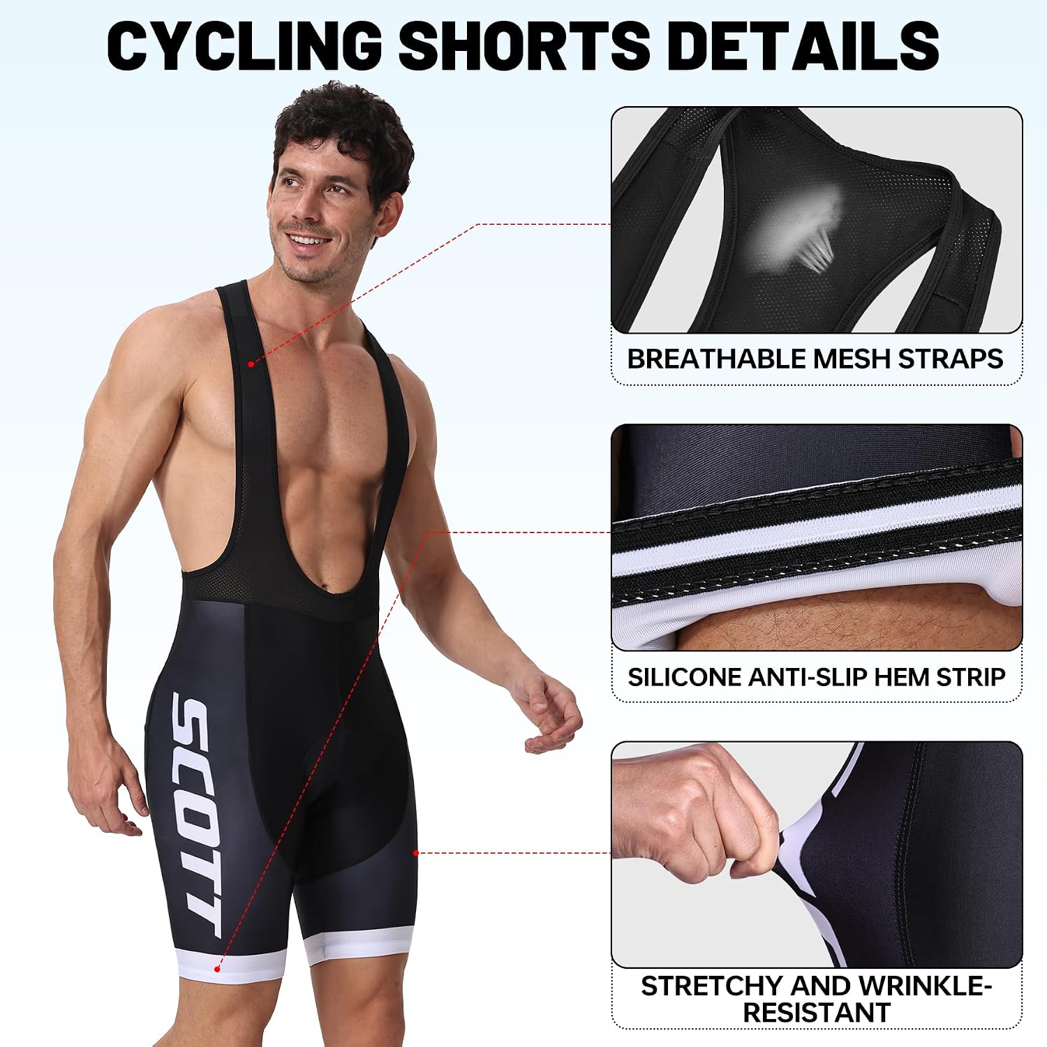 Detalle de SIKLIN Rennrad Trikot Kurzarm Herren Set mit 5D-Gelpolster – Sommerbekleidung, 5 Taschen