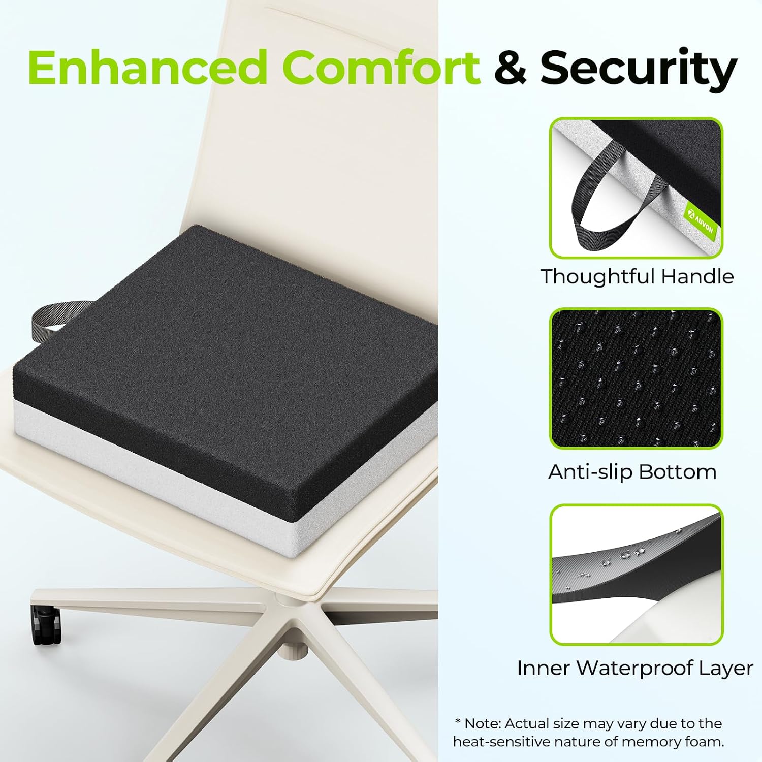 Thumbnail 5 de AUVON SW6412 Wheelchair Seat Cushion, Ventilated Memory Foam, Waterproof Cover
