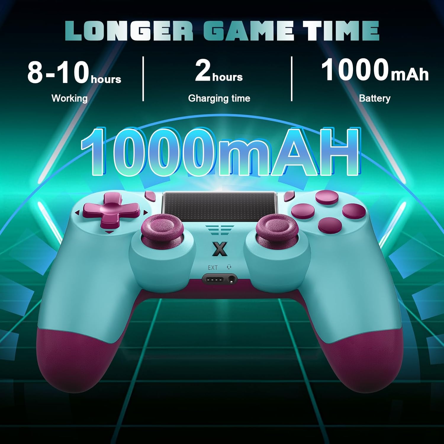 Thumbnail 3 de Glitfix manette sans fil PS-4/Pro/Slim et PC avec double vibration, gyroscope 6 axes et audio 3,5 mm