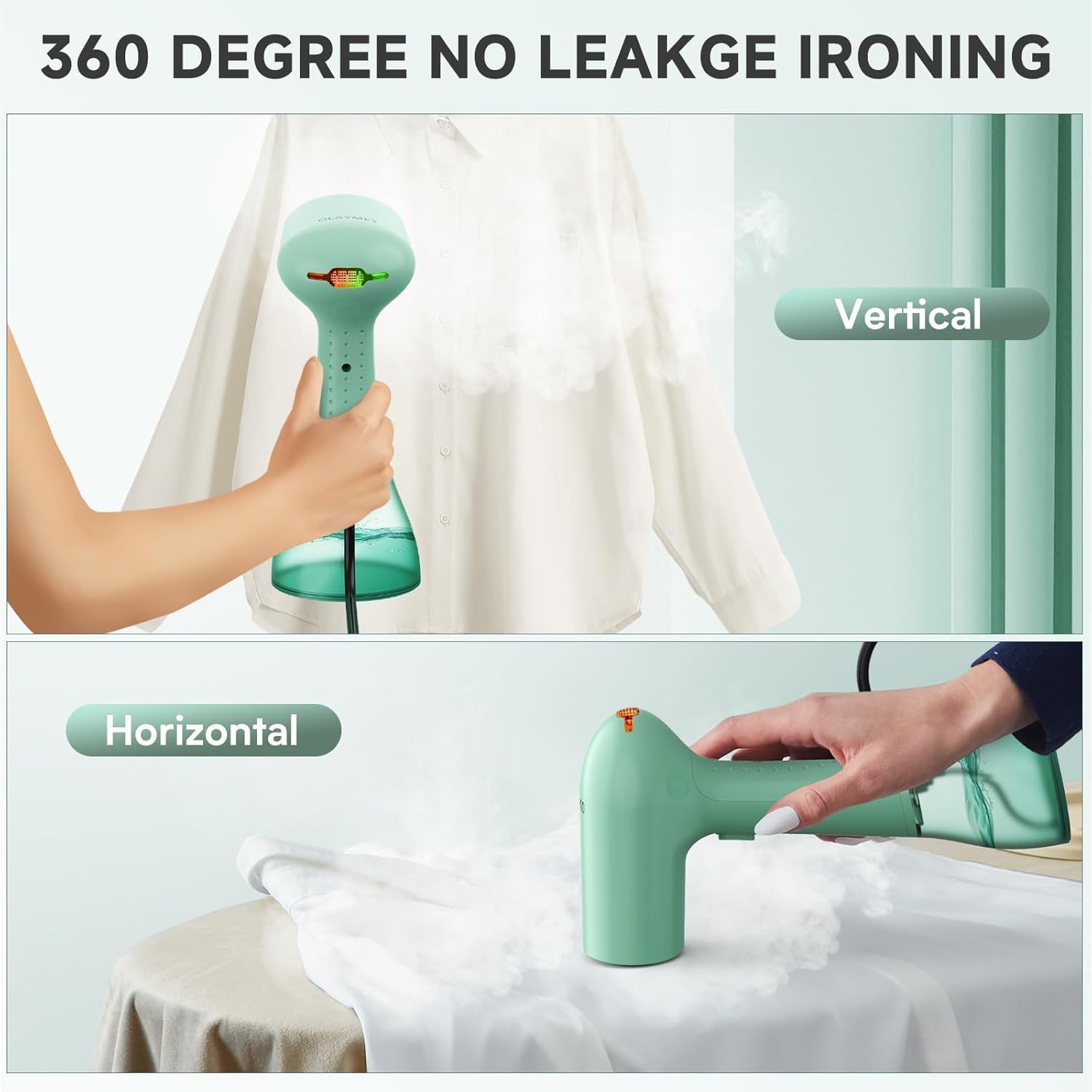 Thumbnail 2 de OLAYMEY 1800W Handheld Clothes Steamer with 400ml Detachable Tank (Portable Travel Garment Steamer)