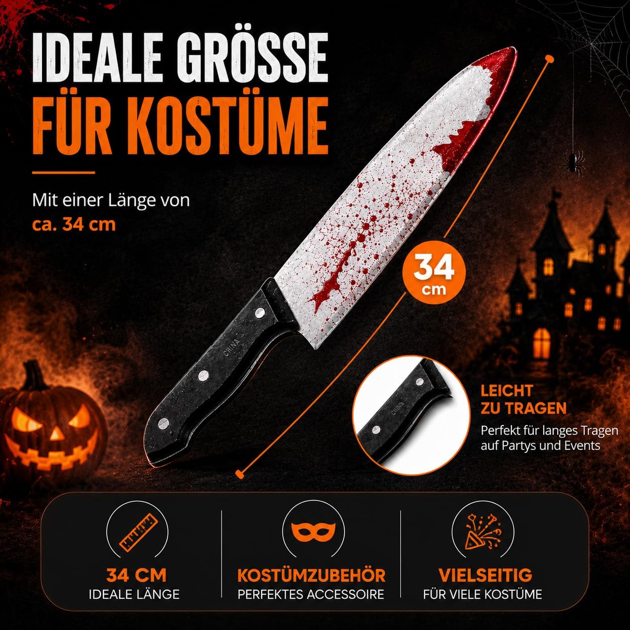 Thumbnail 6 de TK Gruppe Timo Klingler 6695K – sztuczny nóż na Halloween, ok. 34 cm