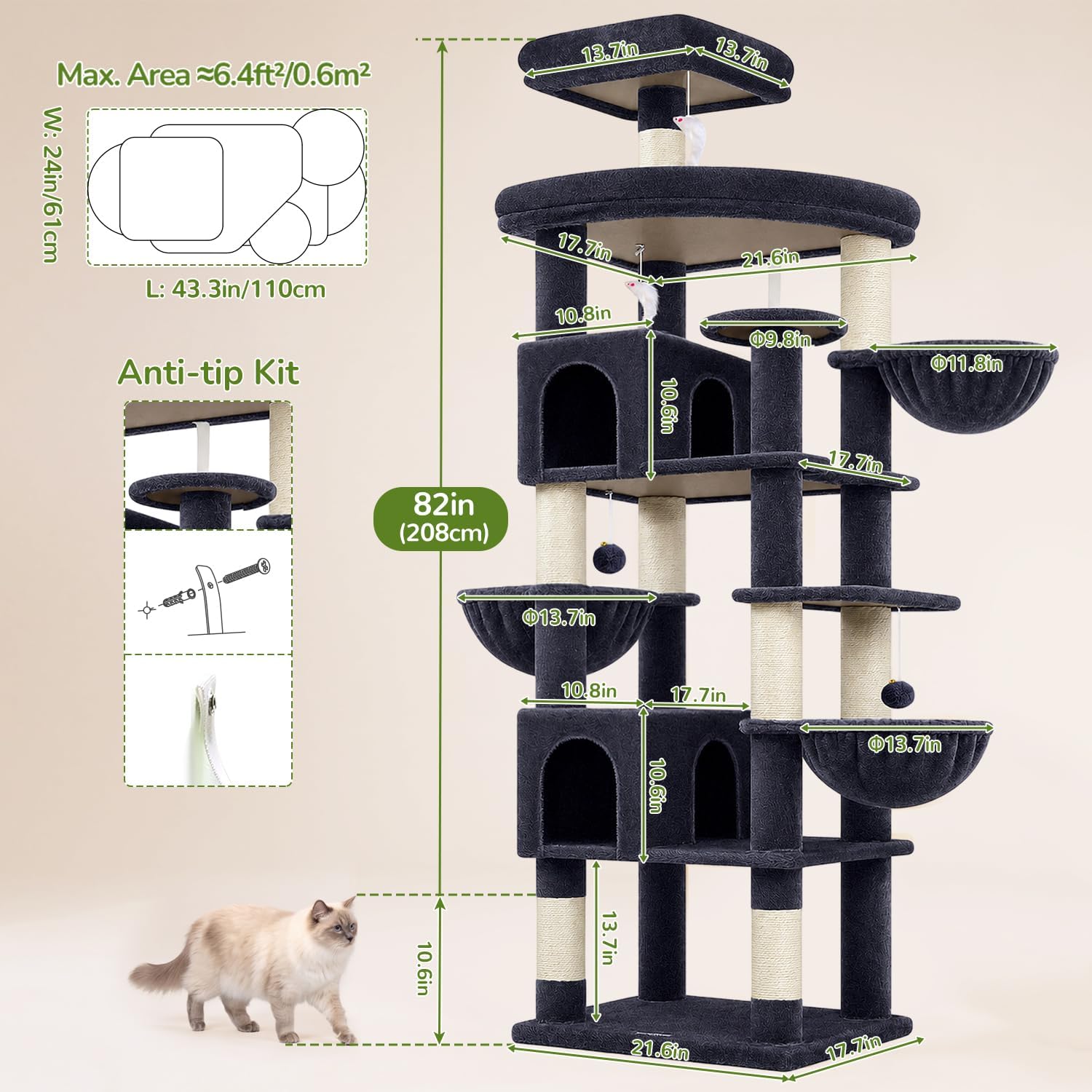 Detalle 2 de Globlazer Cat Tree Tower 82-Inch