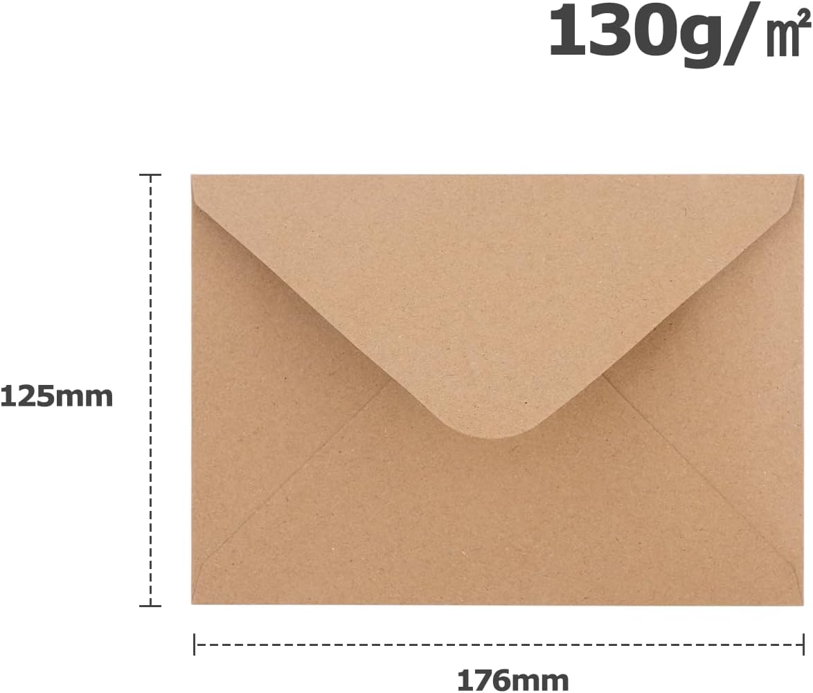 Detalle de Kraftpapier Umschläge 100 Stück, B6 (125 x 176 mm), 130 g/m² – Nassklebung