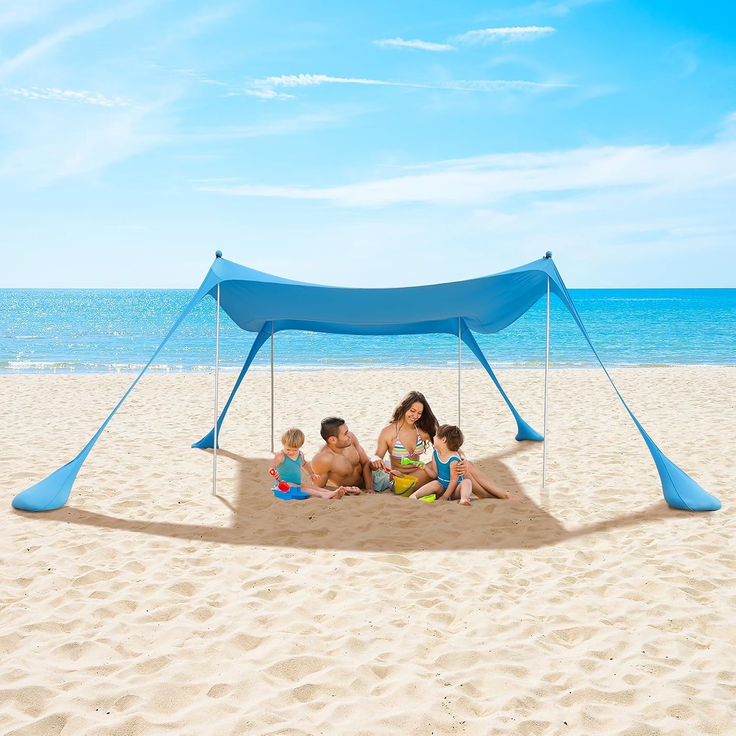 Thumbnail 1 de Night Cat Tenda da Spiaggia Lycra con Protezione UV UPF50+ e Ancoraggi a Sacco di Sabbia – 3x2,8 m, Portatile
