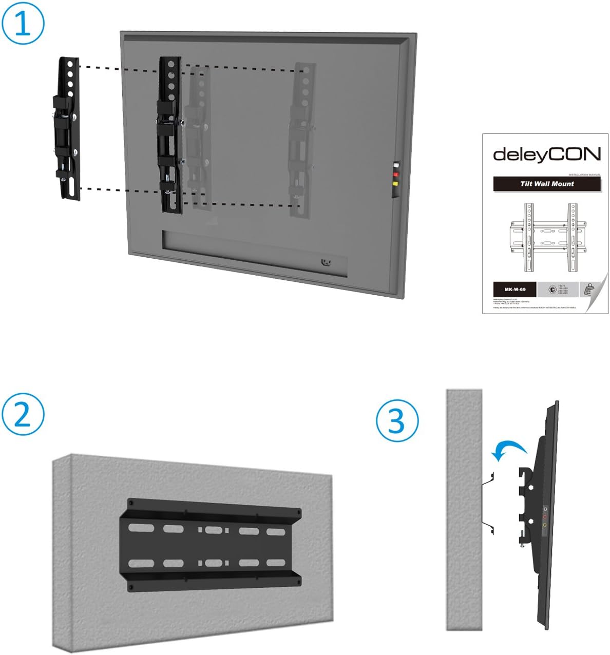 Thumbnail 4 de deleyCON Universal TV & Monitor Montaggio a Parete da 23"-42" inclinabile, 5 cm di profondità, max 35 Kg