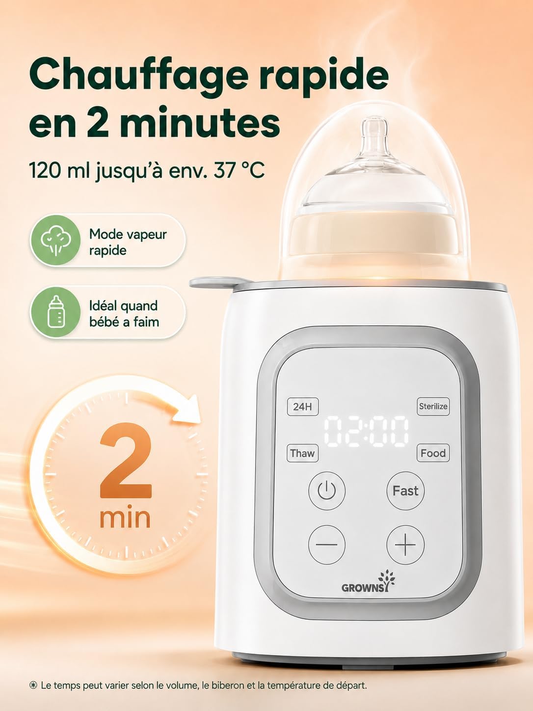 Thumbnail 3 de Grownsy Chauffe Biberon 10 en 1 – Chauffe-biberon électrique rapide avec écran LCD