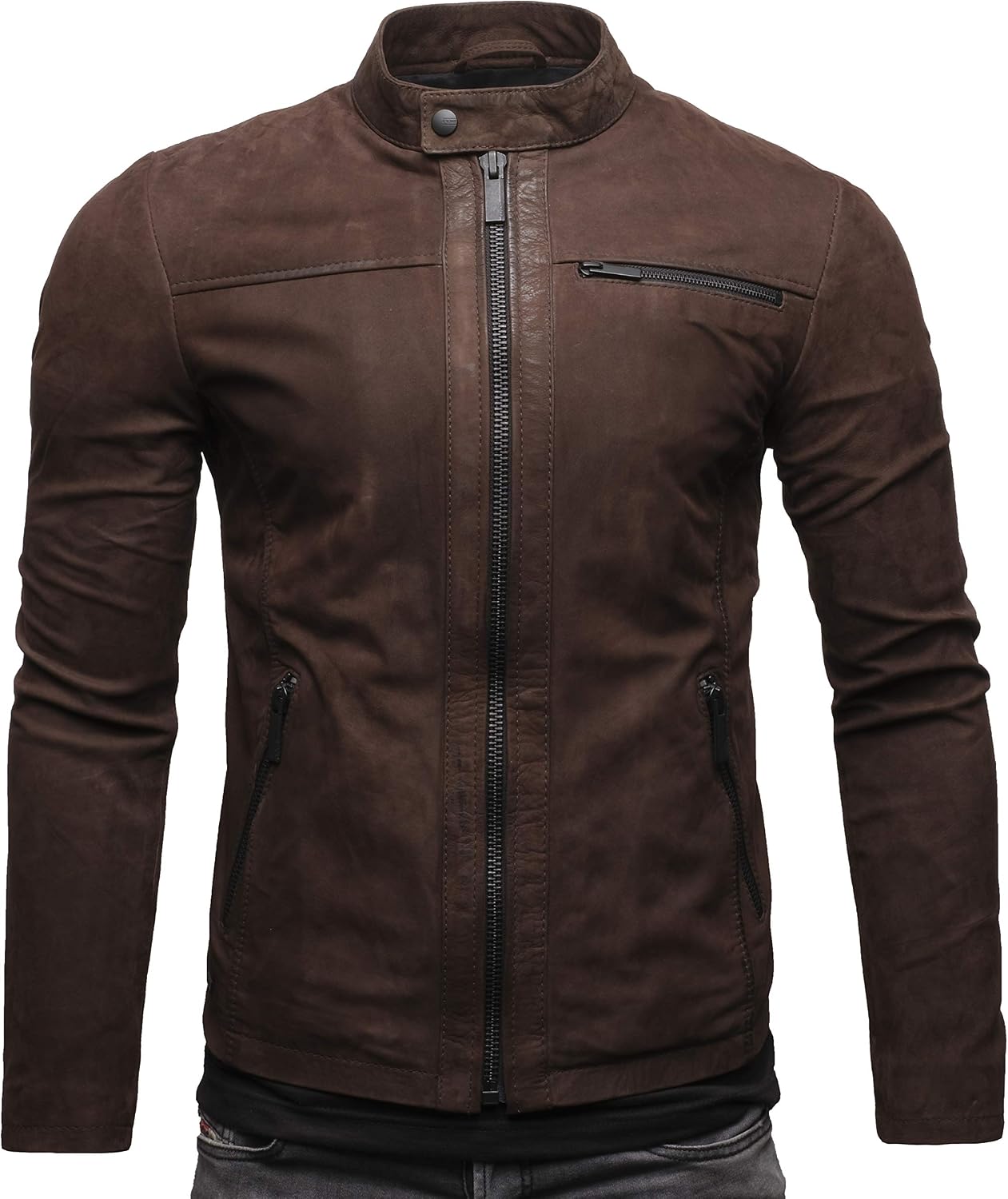 Detalle 2 de Crone Epic Herren Lederjacke „Cleane Basic“ aus 100% Echtleder – in vielen Varianten und Farben