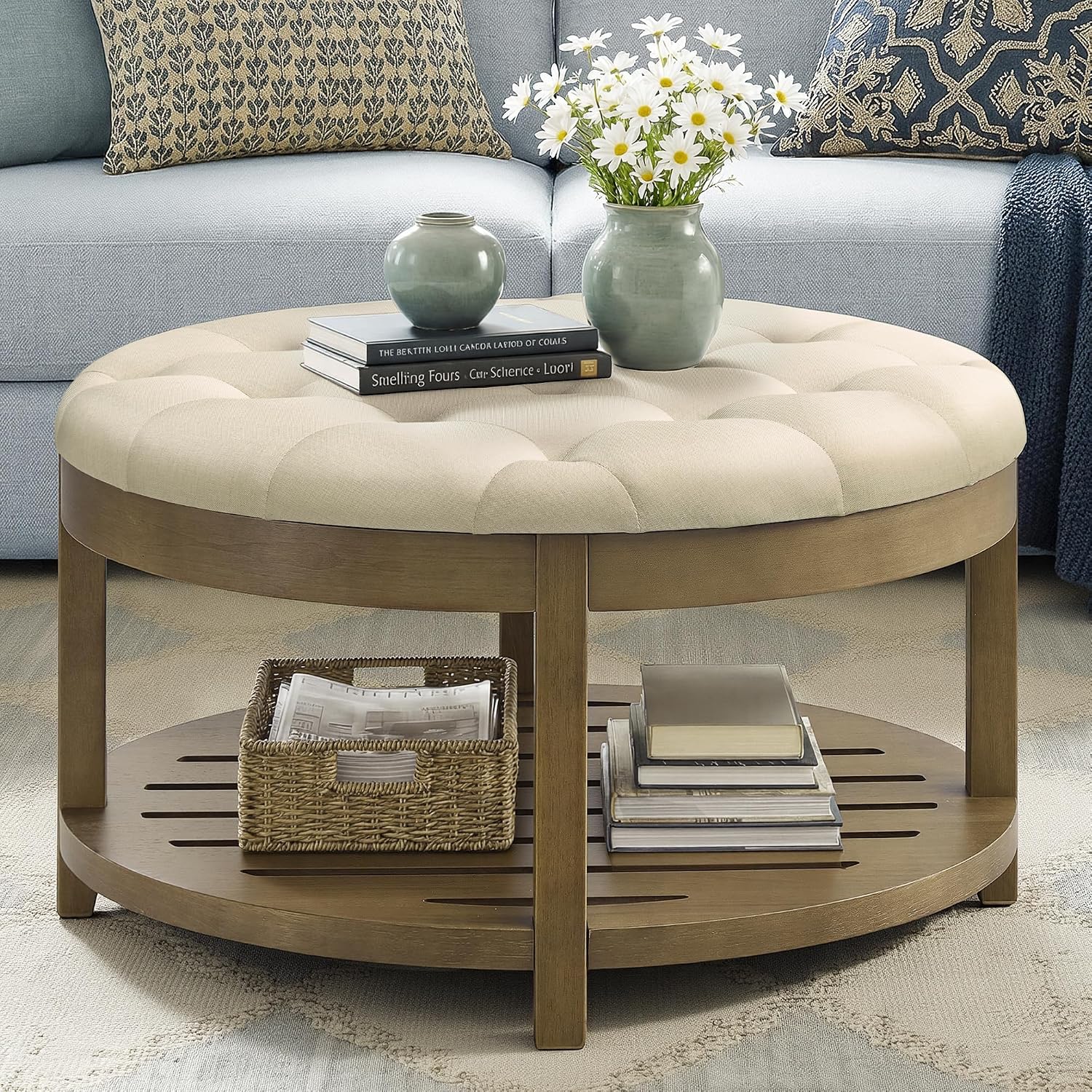 Thumbnail 6 de SONGMICS Ottoman Coffee Table with Solid Wood Frame
