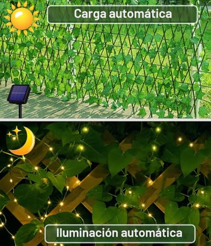 Detalle 2 de Guirnalda Luces Exterior Solar de 10 m con Hiedra Artificial Joysing (100 LED) para Jardín y Terrazas