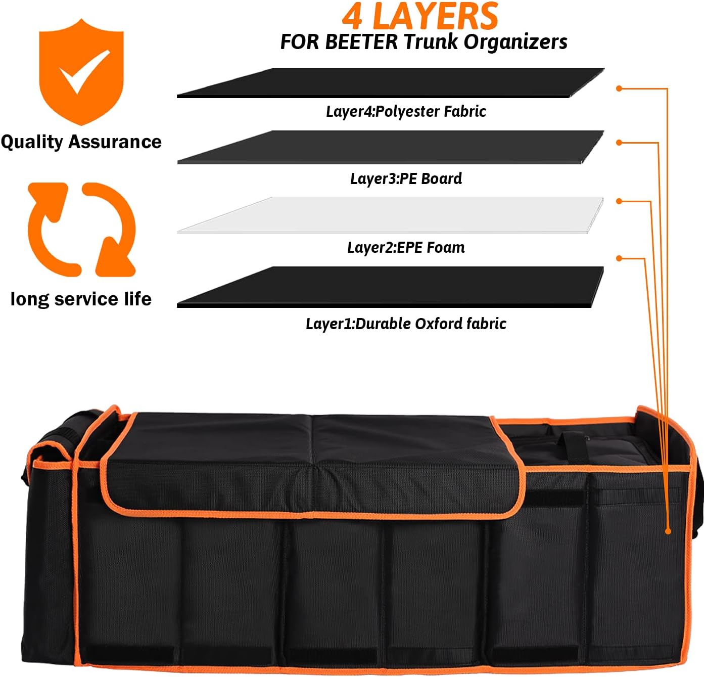 Thumbnail 6 de EAROND Large Trunk Organizer with Cooler, 3 Compartments
