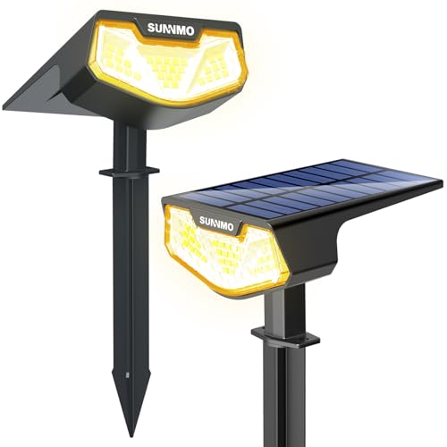 Detalle de SUNNMO Luces Solares LED Exterior Jardin (2 Piezas) – Focos Potentes 32LED, 3 Modos, IP65