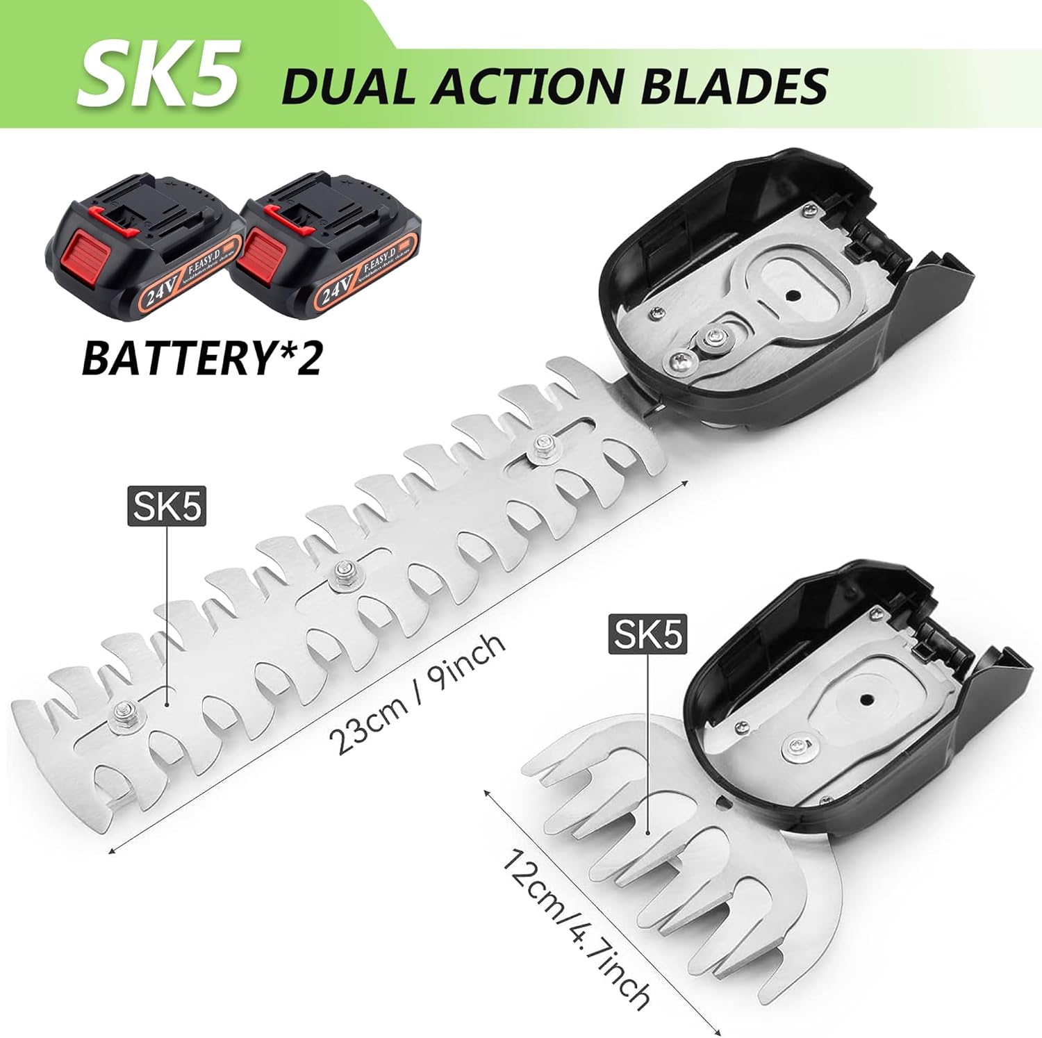 Thumbnail 1 de Cordless Hedge Trimmer 24V: 2-in-1 Grass Shear and Hedge Cutter, Portable Battery-Powered Garden Tool