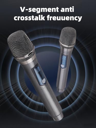 Detalle de HUACAM Wireless Microphone System: Rechargeable Dual Handheld Mics, 200 ft Range