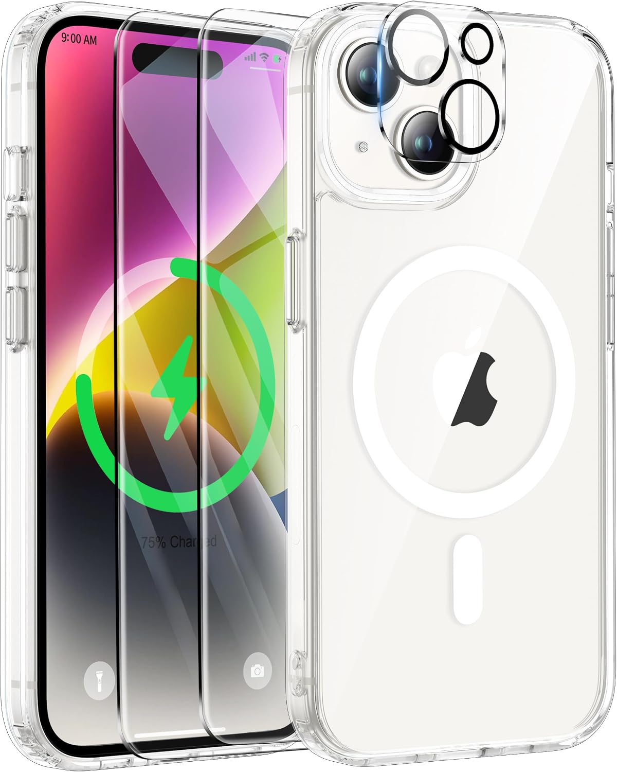 Detalle de ORETECH JJCX-IP14-Clear iPhone 14 Case with MagSafe Ring and 2 Screen Protectors