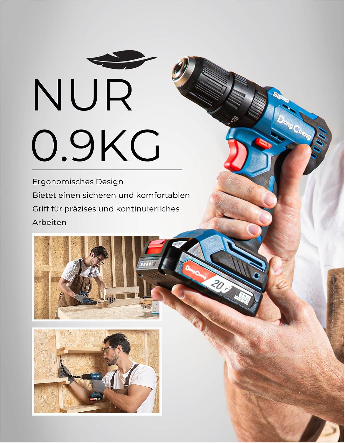 Thumbnail 6 de Dong Cheng Akku-Schlagbohrschrauber-Set 18V, 50 Nm – bürstenlos mit 2 Akkus (2×2,0 Ah) und 19-teiligem Zubehör