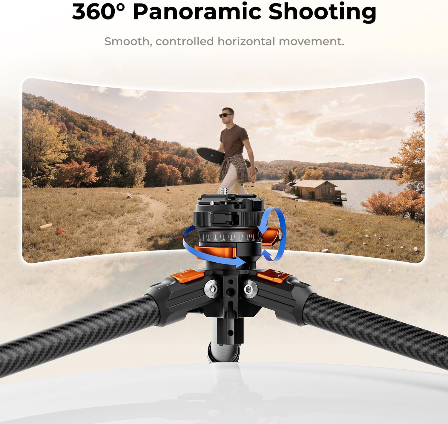 Detalle de K&F CONCEPT 60"/153cm Carbon Fibre Tripod for Camera with 360° Panorama Head