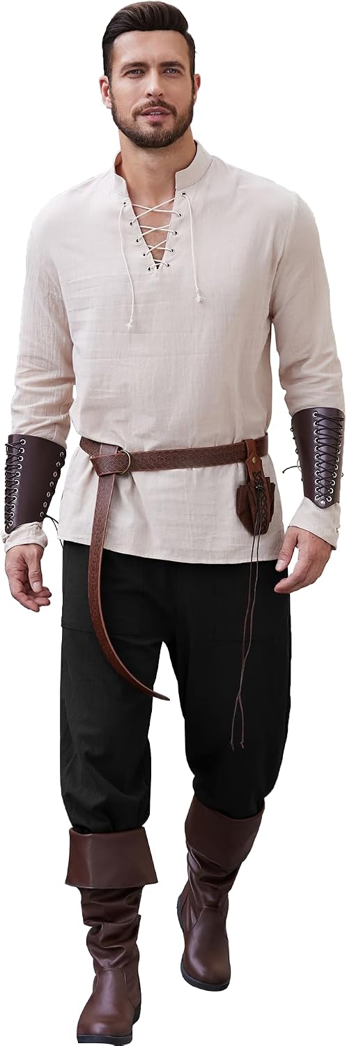 Detalle de LVCBL Mittelalter Leinenhose Retro