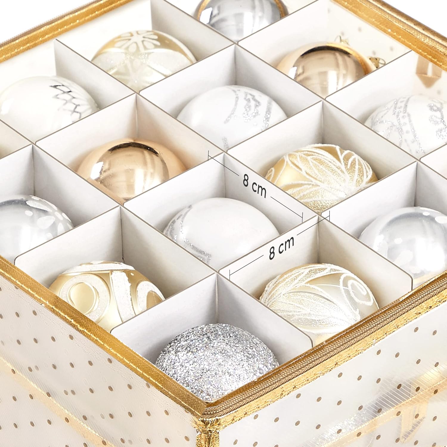 Detalle 1 de SONGMICS Aufbewahrungsbox für Weihnachtskugeln 128 Fächer 8 cm