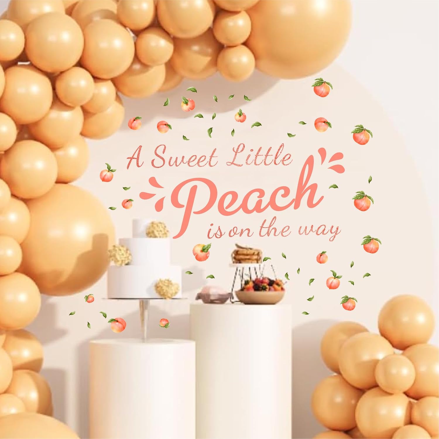 Detalle 2 de THEYGE 158 Baby Shower Peach Decal, Waterproof PVC, 35.4 x 15.7 Inches