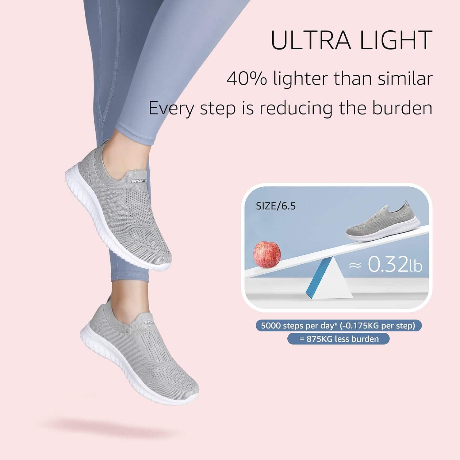 Detalle de HKR women’s slip-on trainers with memory foam for walking, gym and everyday wear