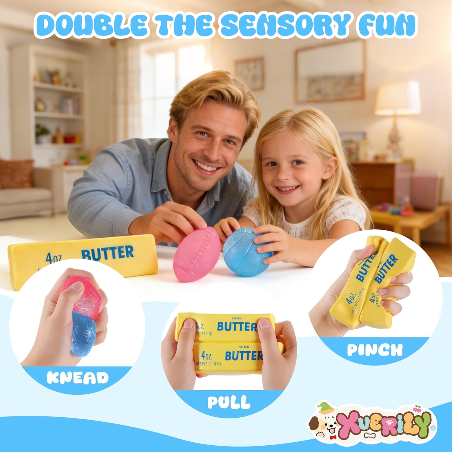 Detalle 2 de XUERILY 4-Pack Squishy Stress Ball & Slow Rising Butter Squishy Fidget Toys Set