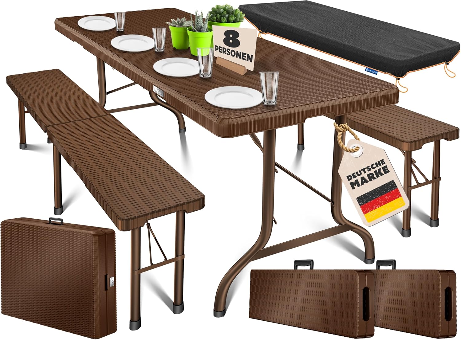 Thumbnail 5 de KESSER Bierzeltgarnitur 3er Set – Klapptisch + 2 Sitzbänke, anthrazit, robust & faltbar