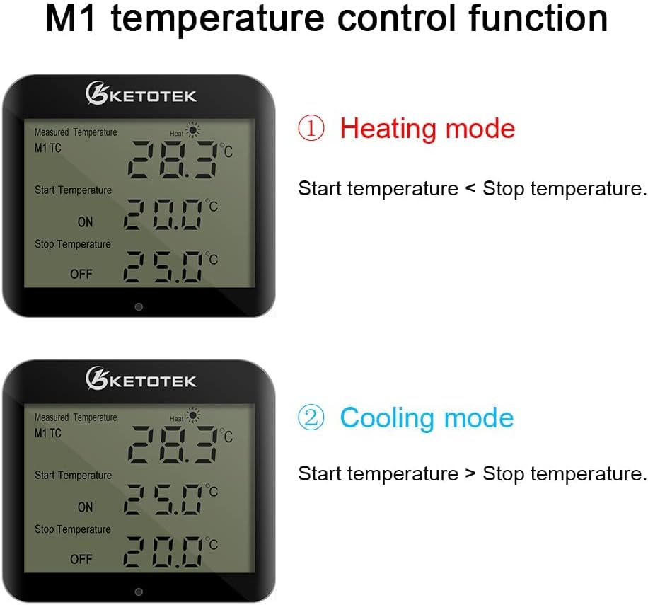 Detalle 2 de KETOTEK Giorno Notte Presa termostato digitale 220V per terrario 🌡