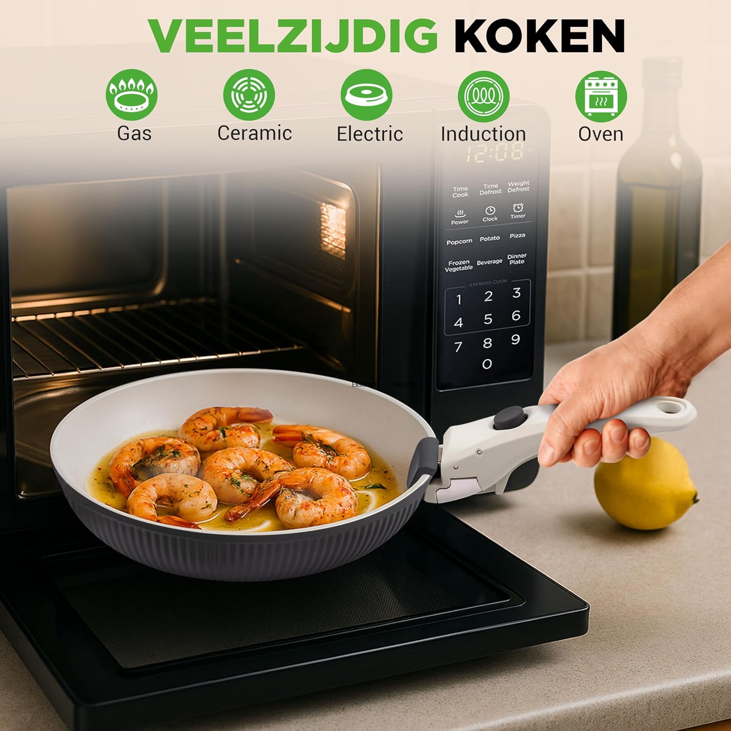 Thumbnail 3 de NutriChef NCCS18DTHGY keramische pannenset, 18-delig en ruimtebesparend