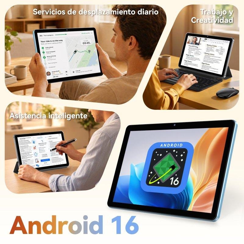 Detalle de ExcitPower W80: tableta 10,1” con 4G, 8 GB de RAM y 128 GB de almacenamiento en gris