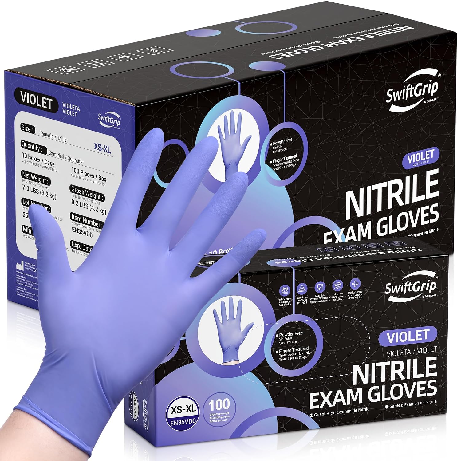 Detalle de SwiftGrip Nitrile Exam Gloves 3mil Large