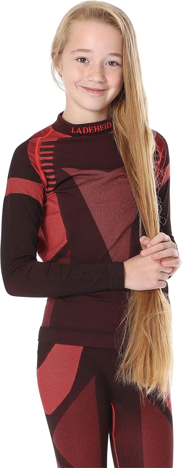 Detalle de Ladeheid T-Shirt Thermique à manches longues pour enfant – Col roulé, coupe lâche (LASS0007)