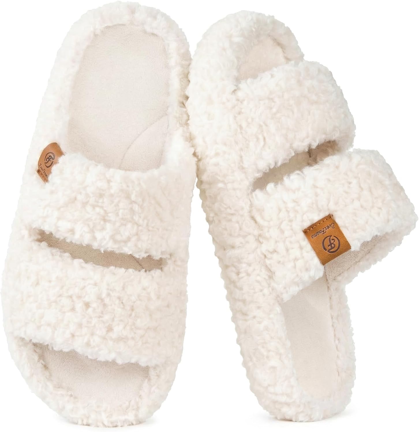 Detalle de EverFoams Women's Open-Toe Slippers with Memory Foam – Cozy Indoor-Outdoor Comfort