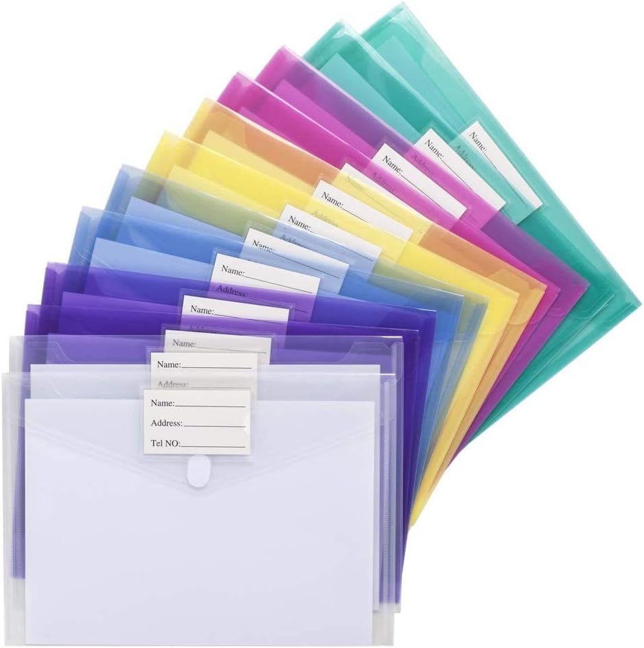 Thumbnail 1 de Sooez SZ-03-22 File Folders, 24-Pack Clear Poly Envelopes in Assorted Colors